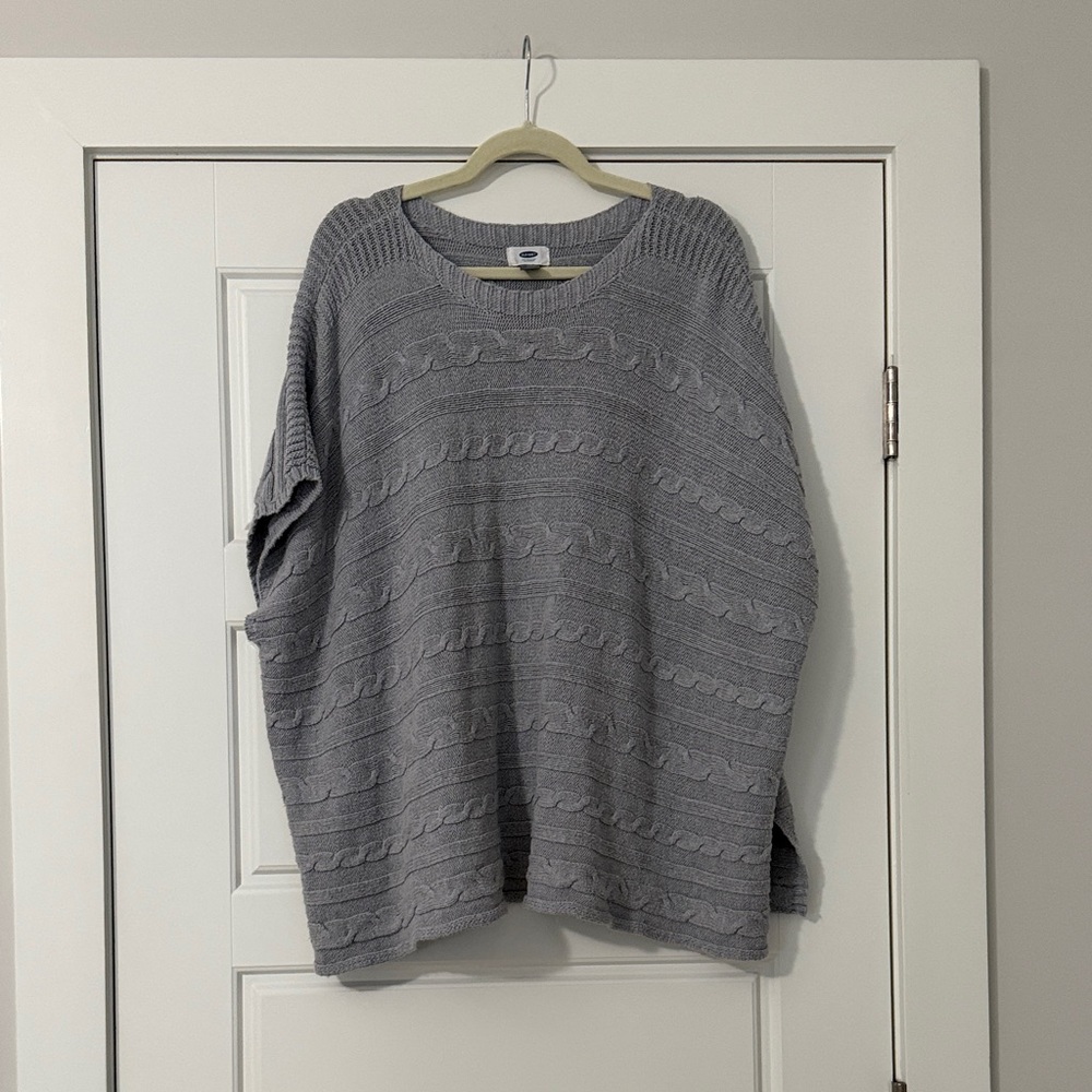Old Navy Heather Gray Cable Knit Sweater
